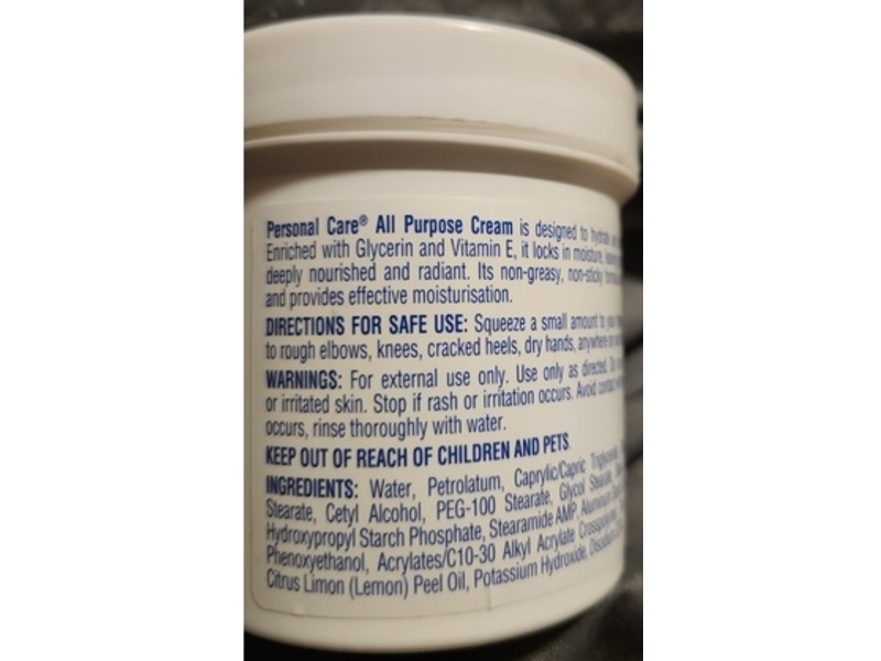 Personal Care All Purpose Cream, Glycerin & Vitamin E, 6 oz/170 g