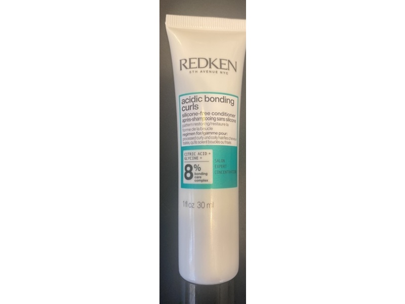 Redken Acidic Bonding Curls Silicon-Free Conditioner, Citric Acid + Glycine + 8% Care Bonding Complex, 1 fl oz/30 mL