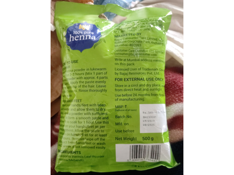 Bajaj 100% Pure Henna, 500 g