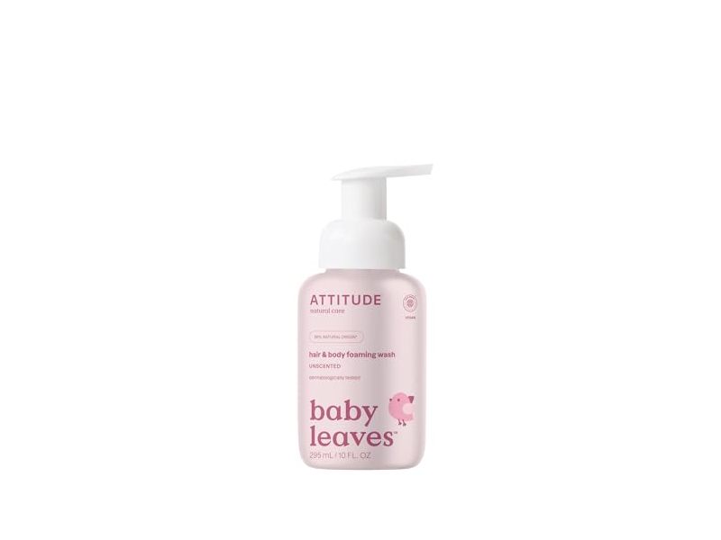 Attitude Baby Leaves Hair & Body Foaming Wash, Unscented, 10 fl oz/295 mL