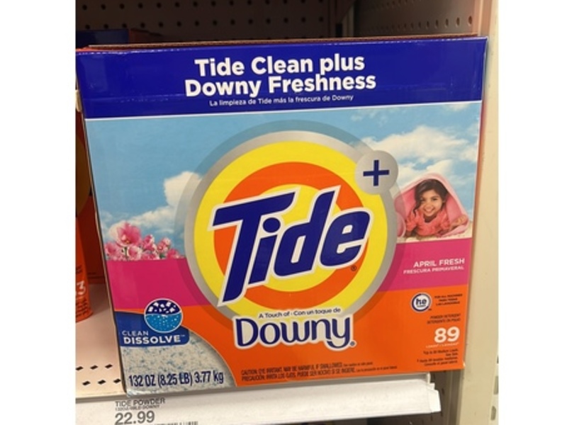 Tide Plus Downy Powder Laundry Detergent, April Fresh, 89 Loads, 132 oz/3.77 kg