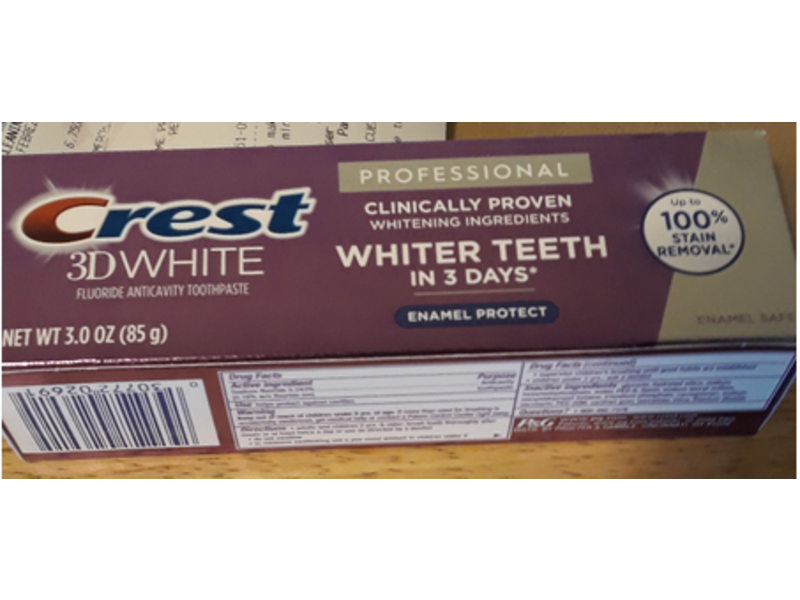 Crest 3D White Fluoride Anticavity Toothpaste, Enamel Safe, 3.0 oz/85 g
