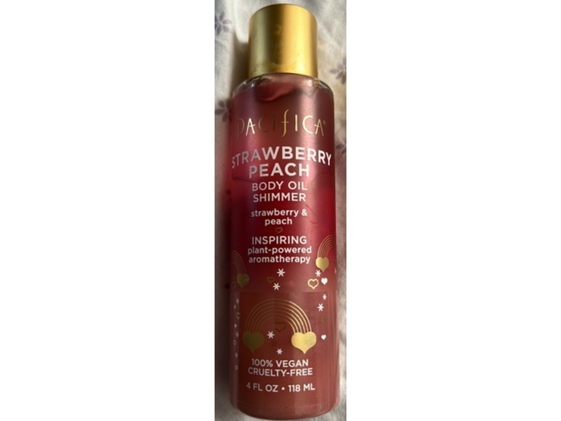 Pacifica Body Oil Shimmer, Strawberry Peach, 4 fl oz/118 mL