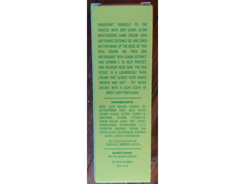 Trader Joe's Ultra Moisturizing Hand Cream, Guava, 3 oz/85 g