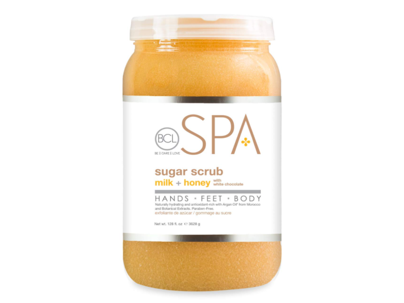 BCL Spa Sugar Scrub, Milk + Honey, Chocolate, 128 fl oz/3628 g