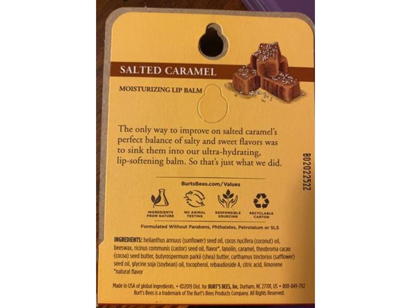 Burt's Bees Moisturizing Lip Balm, Salted Caramel, 0.15 oz/4.25 g
