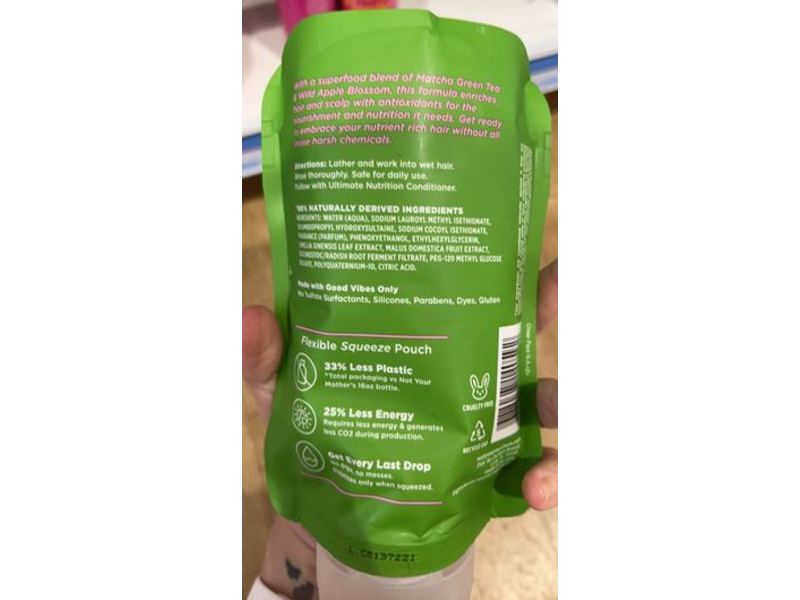 Not Your Mother's Ultimate Nutrition Shampoo, Matcha Green Tea & Wild Apple Blossom, 13 fl oz/385 mL