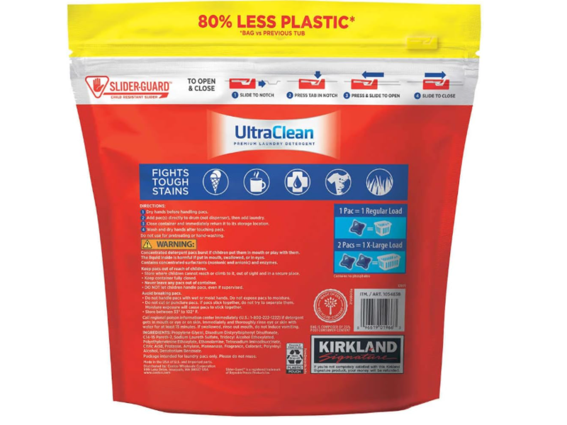 Kirkland Signature Ultra Clean Premium Laundry Detergent Pacs, Fresh Scent, 107.2 oz/3.04 kg, 152 Count