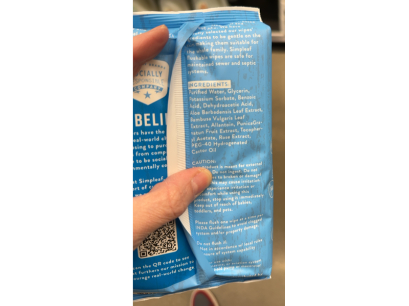 Simpleaf Flushable wipes, Soothing Aloe, 50 Count