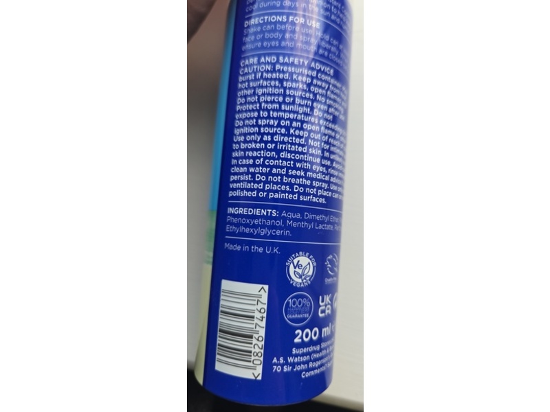 Super Drug Body & Face Instant Cooling Spray, 200 mL