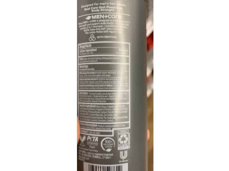 Dove Men+Care 2-In-1 Shampoo + Conditioner, Antidandruff, 18 fl oz/532 mL