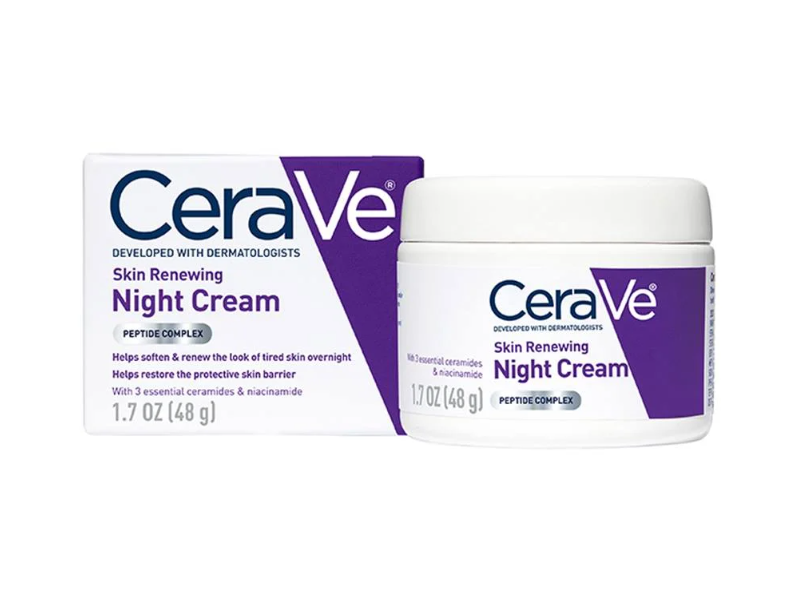 CeraVe Skin Renewing Night Cream Face Moisturizer, Peptide Complex, 1.7 fl oz/48 g