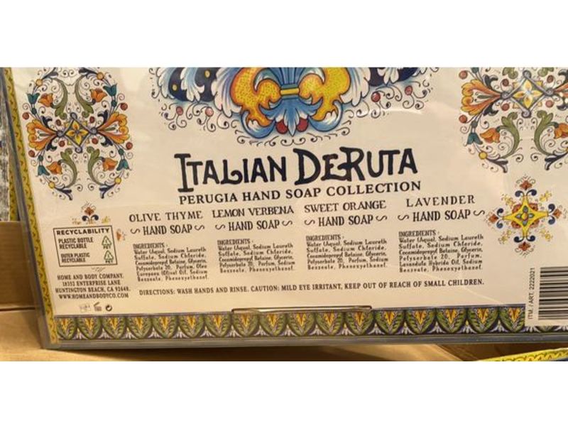 Home & Body Company Italian Deruta Perugia Hand Soap Collection, 21.5 fl oz/636 mL Each, Pack Of 4