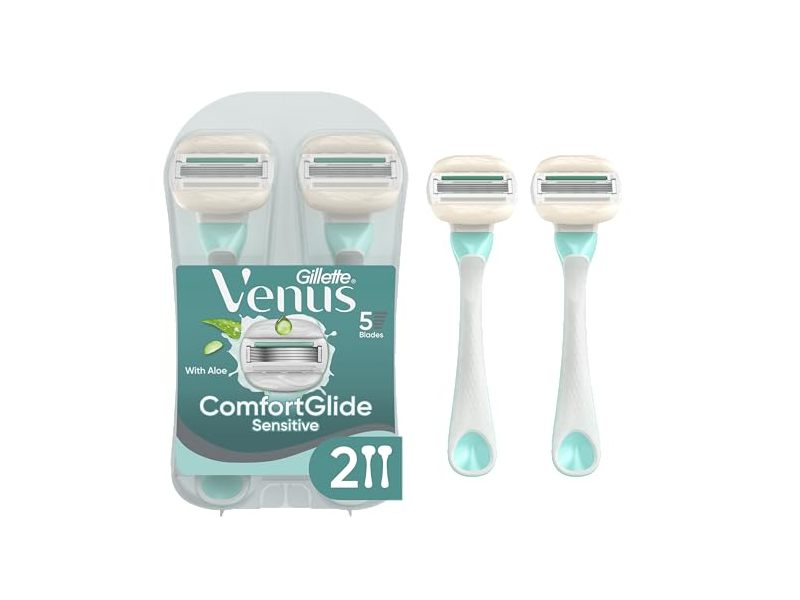Gillette Venus ComfortGlide Sensitive Disposable Razor, Aloe, 0.18 oz/5 g, Count 2