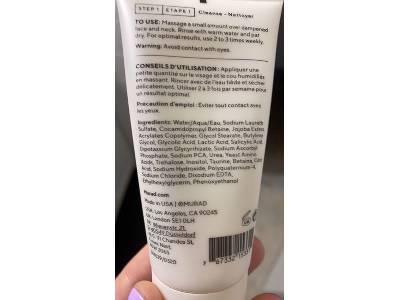 Murad AHA/BHA Exfoliating Cleanser, 2 fl oz/60 mL