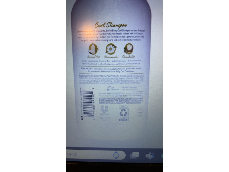 Suave Baby Curl Shampoo, Coconut Oil, Chamomile & Shea Butter, 13.5 fl oz/400 mL