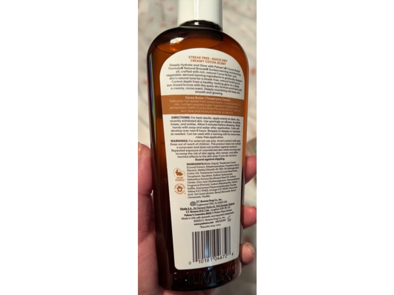 Palmer's Natural Bronze Sunless Tanning Face & Body Moisturizing Oil, Cocoa Butter, 8.5 fl oz/250 mL