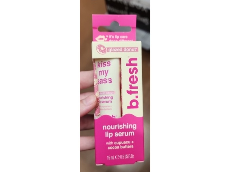 B.Fresh Kiss My Sass Glazed Donut Nourishing Lip Serum, Cupuacu + Cocoa Butters, 0.5 fl oz/15 mL