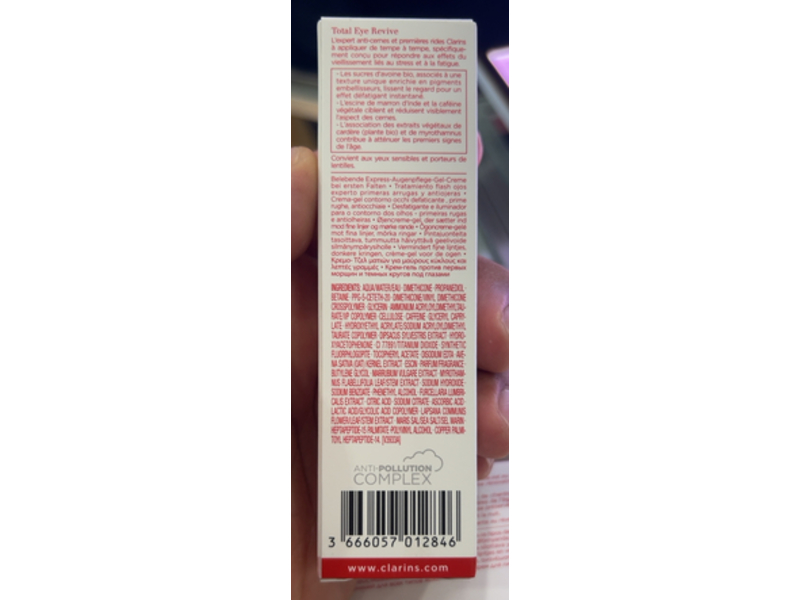 Clarins Total Eye Revive Eye Cream-Gel, 0.5 oz/15 mL