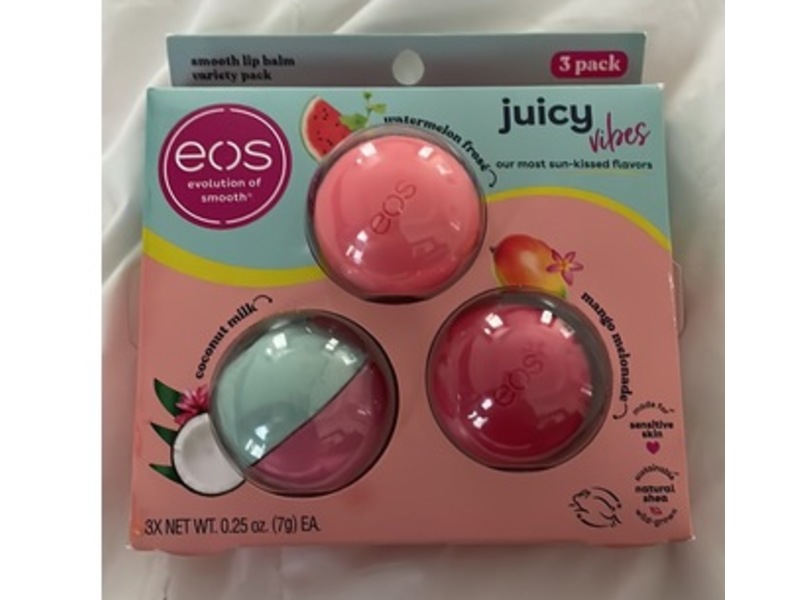 eos Juicy Vibes Smmoth Lip Balm Set, Coconut Milk + Watermelon Frose, 0.25 oz/7 g