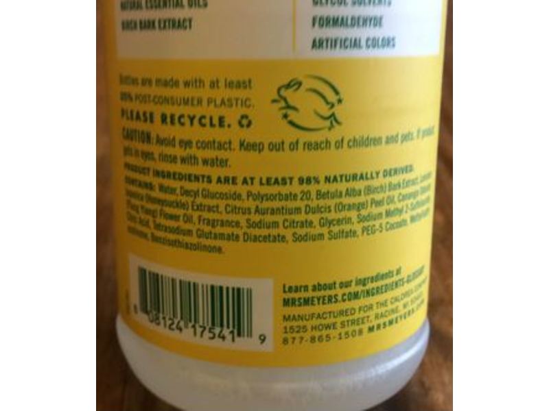 Mrs. Meyer's Clean Day Multi-Surface Everyday Cleaner, Honeysuckle Scent, 16 fl oz/473 mL, Pack Of 3