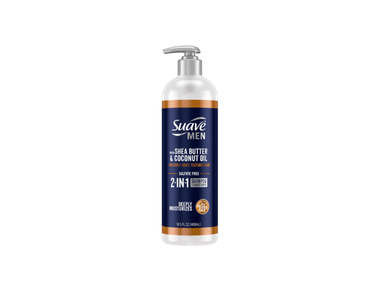 Suave Men 2-In-1 Shampoo + Conditioner, Shea Butter & Coconut Oil, 16.5 fl oz/488 mL