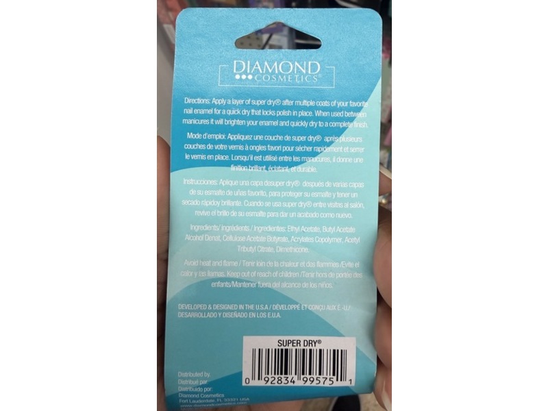 Diamond Cosmetics Super Dry Quick Dry Top Coat, 0.37 fl oz/11 mL