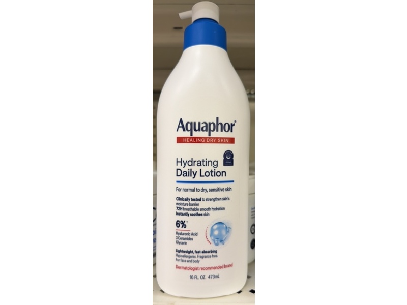 Aquaphor Hydrating Daily Lotion, Hyaluronic Acid, 16 fl oz/473 mL