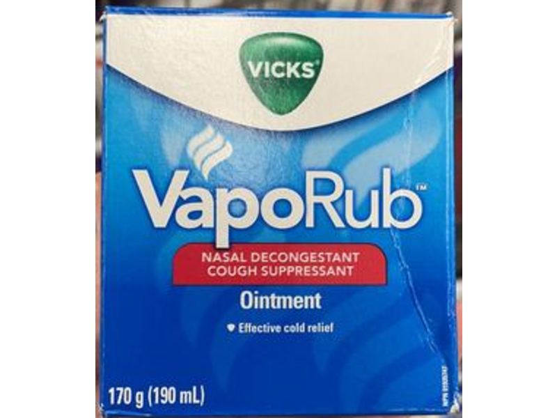 Vicks Vaporub Ointment, Cough Suppressant, 190 mL