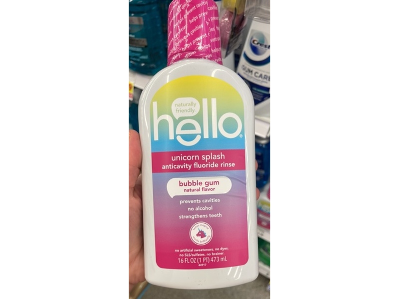 Hello Unicorn Splash Anticavity Fluoride Rinse, Bubble Gum, 16 fl oz/473 mL, Pack Of 3