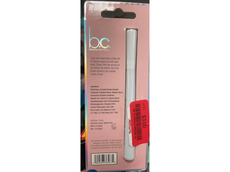 B.C. Beauty Concepts Bold Eyeliner Pen, Black, 0.05 fl oz/1.6 mL