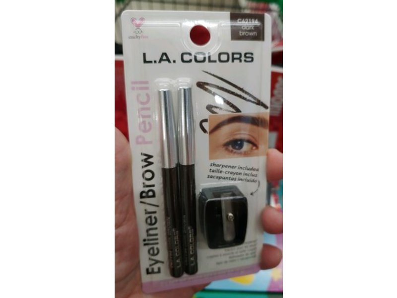 L.A. Colors Eyeliner/Brow Pencil, Dark Brown, 0.035 oz/1 g, 2 Count