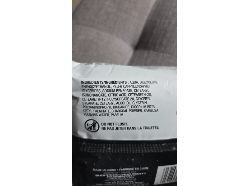 Life Brand Purifying Facial Cleansing Wipes, Charcoal, 25 Count