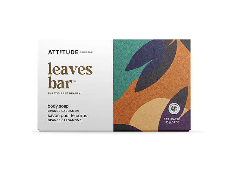 Attitude Leaves Bar Body Soap, Orange Cardamom, 4 oz/113 g