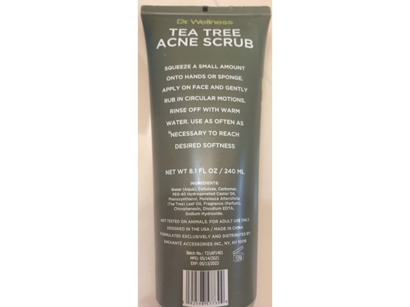 Dr Wellness Gently Exfoliates Acne Scrub, Tea Tree, 8.1 fl oz/240 mL