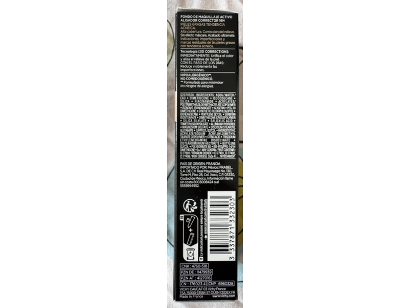 Vichy Dermablend 3D Correction Foundation, Nude 25, SPF 19 PA++++, 30 mL