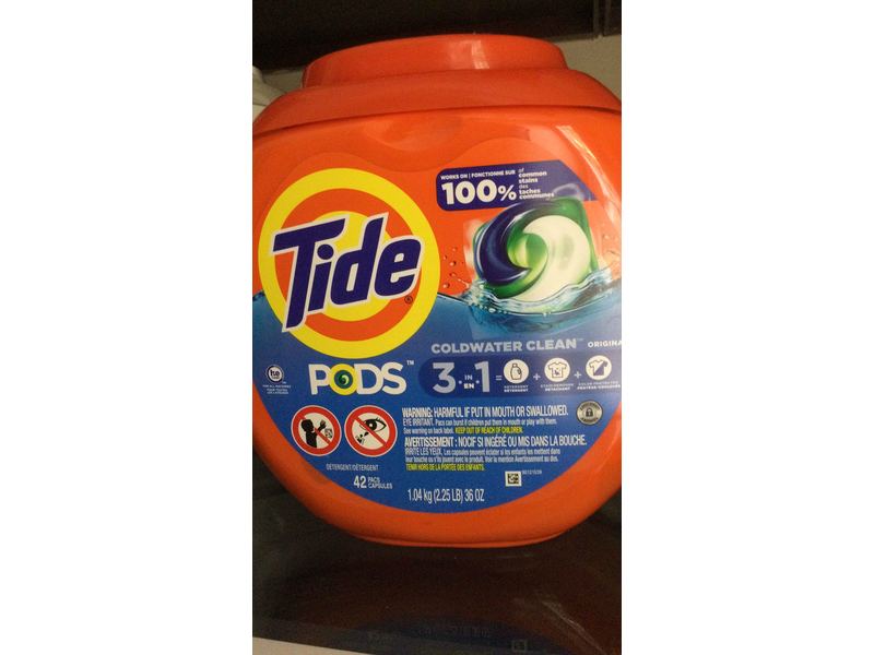 Tide Pods 3-In-1 Laundry Detergent, Original, 34 oz/967 g, 42 Pacs