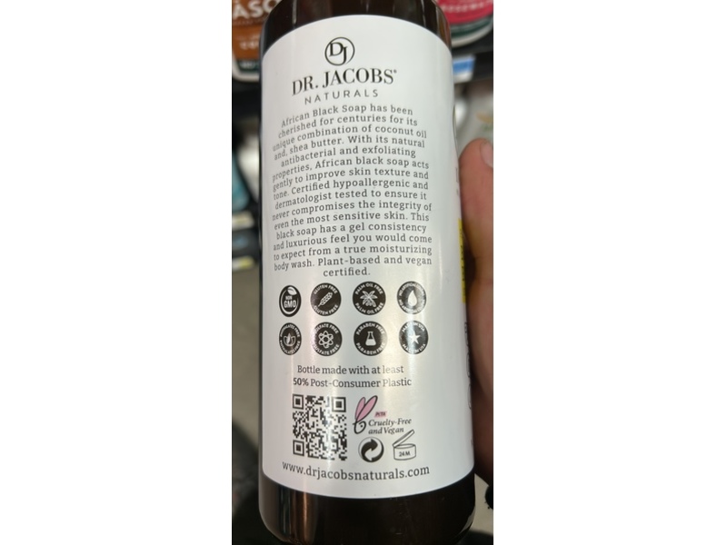 Dr. Jacobs Naturals Black Soap Body Wash, Sensual Monoi, 32 fl oz/946 mL