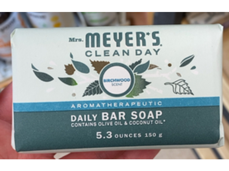 Mrs. Meyer's Clean Day Aromatherapeutic Daily Bar Soap, Birchwood Scent, 5.3 oz/150 g, Pack Of 4