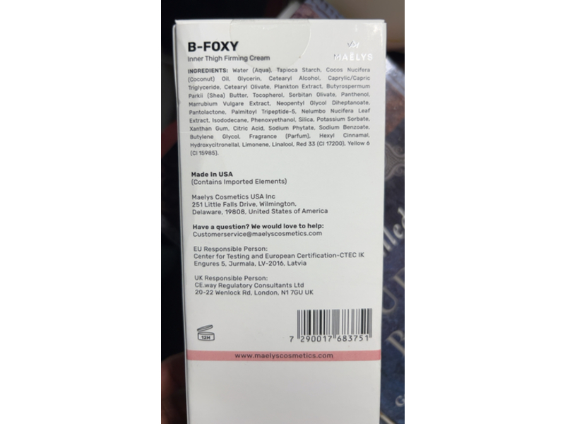 Maelys B-Foxy Inner Thigh Firming Cream,3.38 fl oz/100 mL