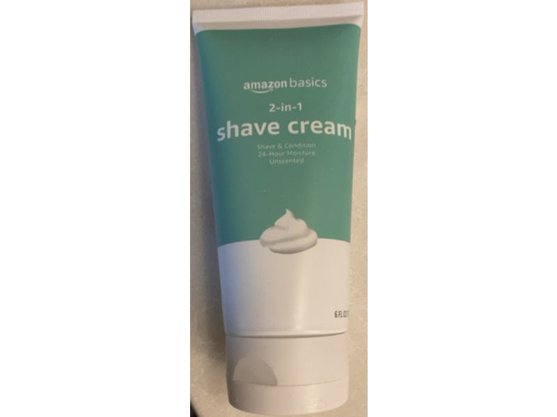 Amazon Basics 2 In 1 Shave Cream, Uncented, 6 fl oz/177 mL