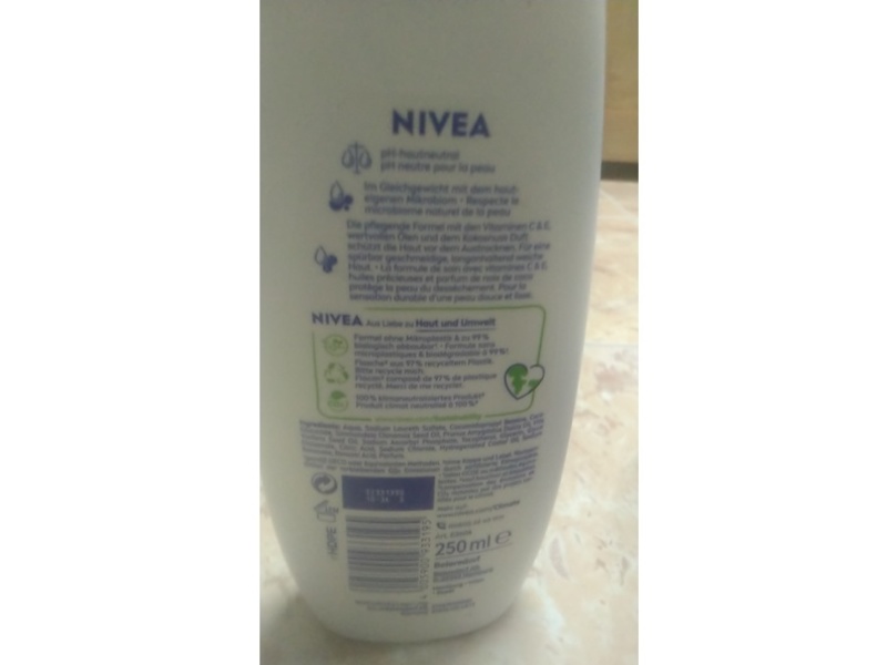 Nivea Shower Cream, Coconut & JoJoba Oil, 250 mL