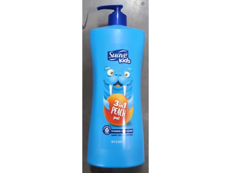 Suave Kids 3-in-1 Shampoo + Conditioner + Body Wash, Peach Pal, 28 fl oz/828 mL