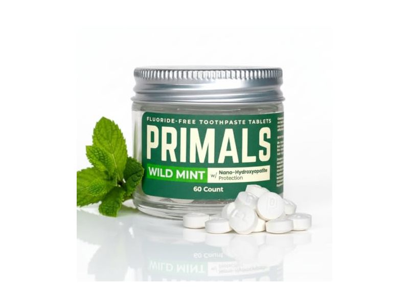 Primals Fluoride-Free Toothpaste Tablets, Wild Mint, 60 Count