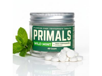 Primals Fluoride-Free Toothpaste Tablets, Wild Mint, 60 Count