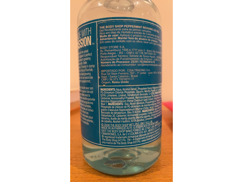 The Body Shop Peppermint Reviving Leg Gel, 8.4 fl oz/250 mL