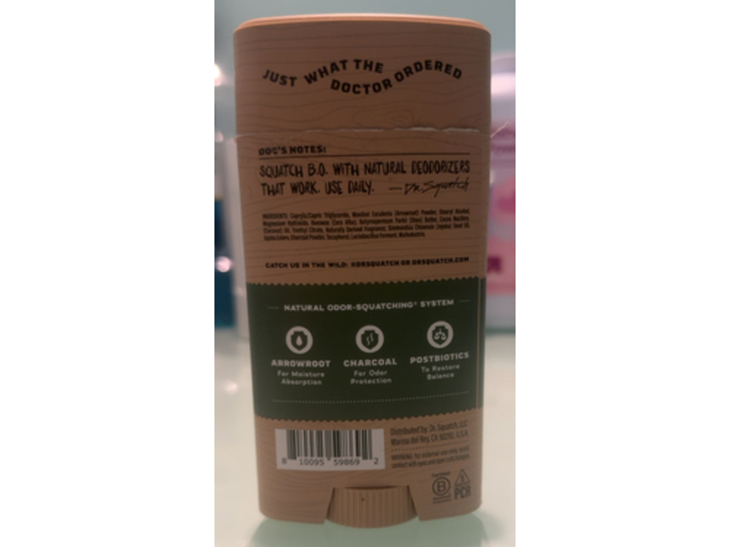 Dr. Squatch Odor Squatching Deodorant, Sierra Storm, 2.65 oz/75 g, Pack Of 3