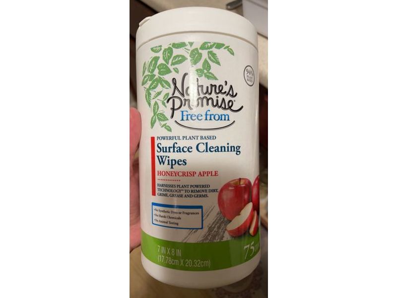 Nature's Promise Surface Cleaning Wipes, Honeycrisp Apple, Free From, 75 Count