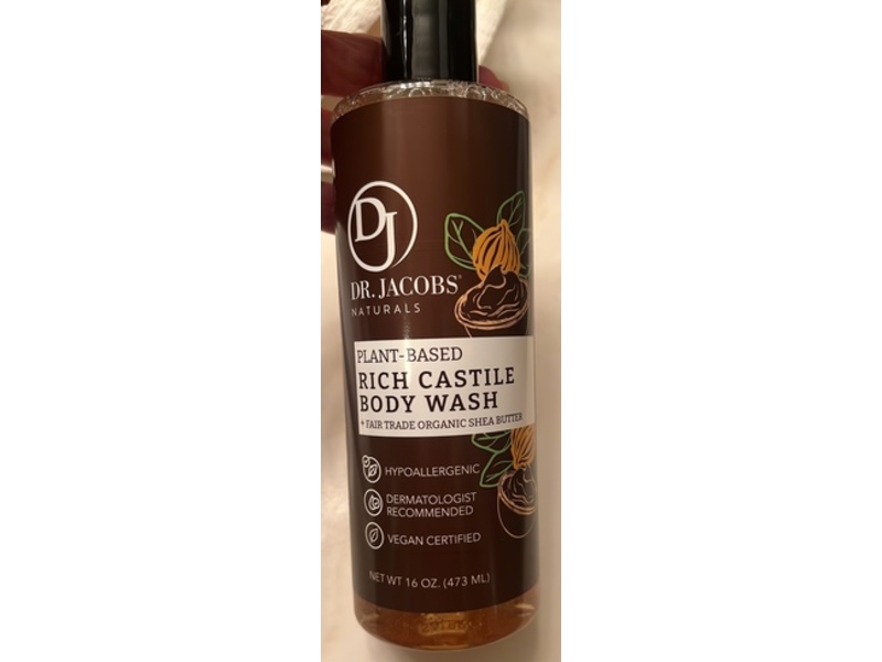 Dr. Jacobs Naturals Rich Castile Body Wash, Organic Shea Butter, 16 oz/473 mL