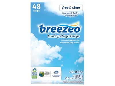 Breezeo Laundry Detergent Strips, Free & Clear, 48 Count